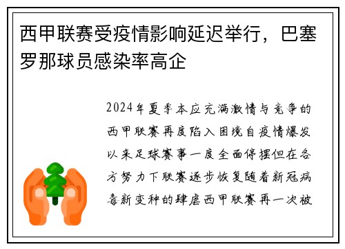 西甲联赛受疫情影响延迟举行，巴塞罗那球员感染率高企